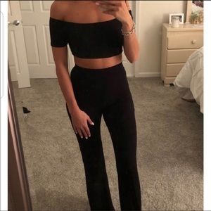 Naked Wardrobe Ribbed Black Pant Set Co-Ord